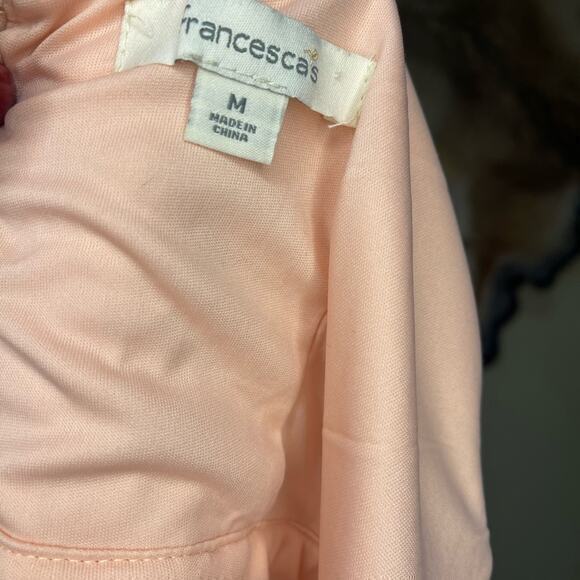 Francesca Lace Sleeveless Dress Fit and Flare V Neck Peach Medium - Picture 3 of 3